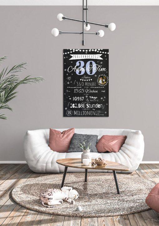 Meilensteintafel Chalkboard Geschenk 30. Hochzeitstag Perlenhochzeit Personalisiert Jubiläum Ehepaar 1zigartig04