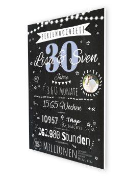 Meilensteintafel Chalkboard Geschenk 30. Hochzeitstag Perlenhochzeit Personalisiert Jubiläum Ehepaar 1zigartig07