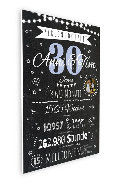 Meilensteintafel Chalkboard Geschenk 30. Hochzeitstag Perlenhochzeit Personalisiert Jubiläum Ehepaar 1zigartig08