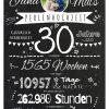 Meilensteintafel Chalkboard Geschenk 30. Hochzeitstag Perlenhochzeit Personalisiert Retro Stilvoll 1