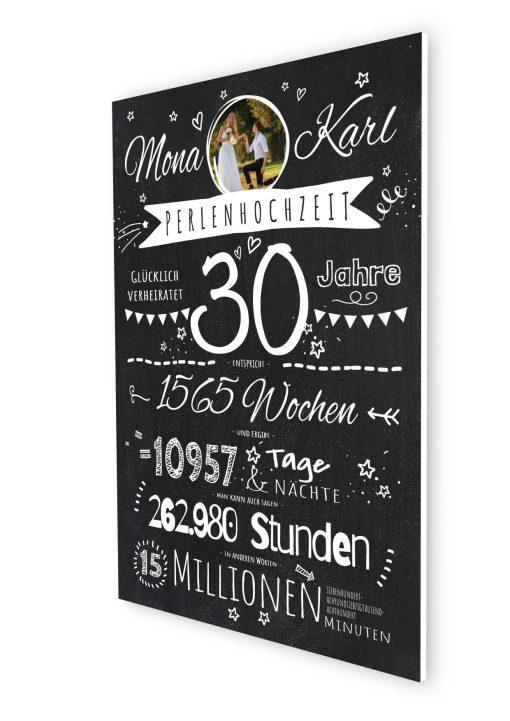 Meilensteintafel Chalkboard Geschenk 30. Hochzeitstag Perlenhochzeit Personalisiert Retro Stilvoll07