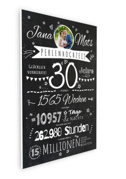 Meilensteintafel Chalkboard Geschenk 30. Hochzeitstag Perlenhochzeit Personalisiert Retro Stilvoll08