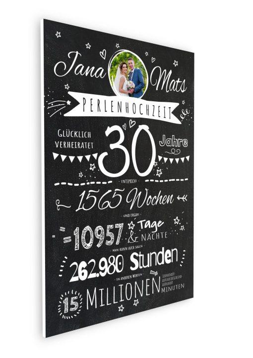 Meilensteintafel Chalkboard Geschenk 30. Hochzeitstag Perlenhochzeit Personalisiert Retro Stilvoll08