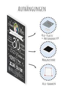 Meilensteintafel Chalkboard Geschenk 30. Hochzeitstag Perlenhochzeit Personalisiert Retro Stilvoll10