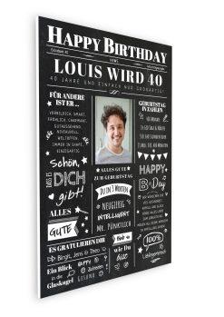 Meilensteintafel Chalkboard Geschenk 40. Geburtstag Zeitung Geburtstagsposter Jahrgangsposter Personalisiert Frau Mann Happy Birthday (8)