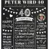 Meilensteintafel Chalkboard Geschenk 40. Geburtstag Zeitung Personalisiert Geburtstagstafel Mann Frau Klassik Chalk