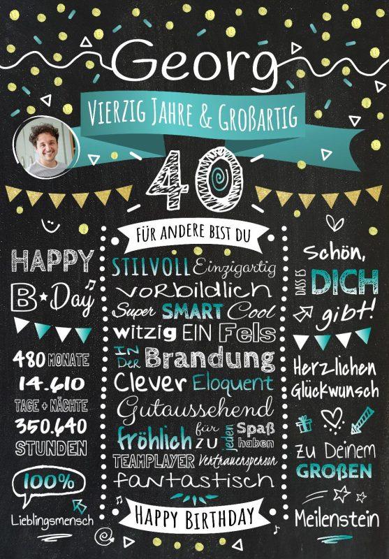 Meilensteintafel Chalkboard Geschenk 40. Geburtstag Personalisiert Geburtstagstafel Klassik Mann Frau (16)