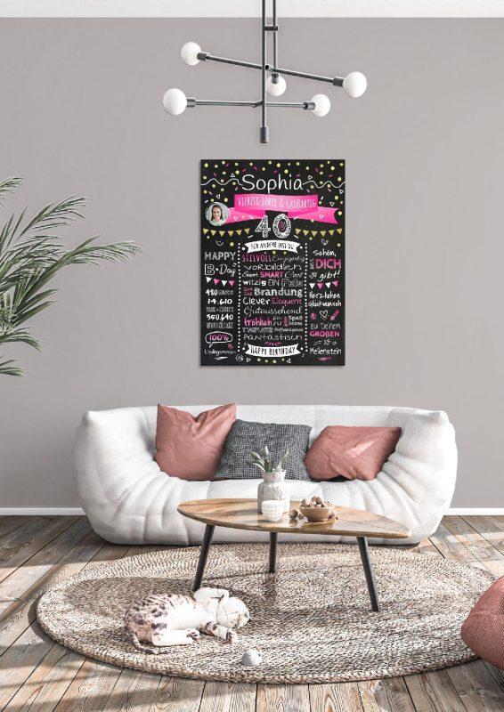 Meilensteintafel Chalkboard Geschenk 40. Geburtstag Personalisiert Geburtstagstafel Klassik Mann Frau04