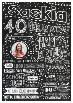 Meilensteintafel Chalkboard Geschenk 40. Geburtstag Personalisiert Kreidetafel Design Frau Mann Pure Chalk 3