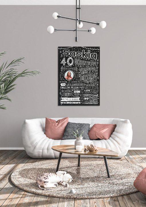 Meilensteintafel Chalkboard Geschenk 40. Geburtstag Personalisiert Kreidetafel Design Frau Mann Pure Chalk04