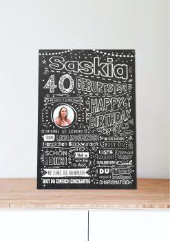 Meilensteintafel Chalkboard Geschenk 40. Geburtstag Personalisiert Kreidetafel Design Frau Mann Pure Chalk06