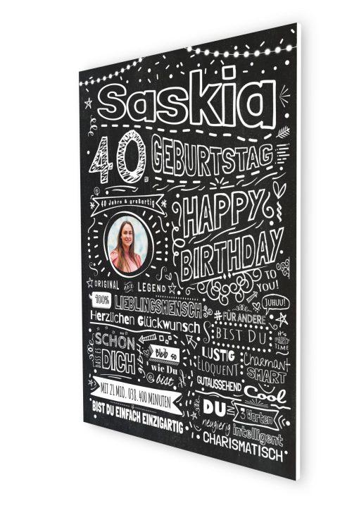 Meilensteintafel Chalkboard Geschenk 40. Geburtstag Personalisiert Kreidetafel Design Frau Mann Pure Chalk07