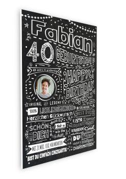 Meilensteintafel Chalkboard Geschenk 40. Geburtstag Personalisiert Kreidetafel Design Frau Mann Pure Chalk08