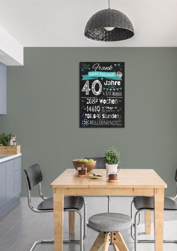 Meilensteintafel Chalkboard Geschenk 40. Geburtstag Personalisiert Mann Frau Geburtstagstafel Zahlenspaß02