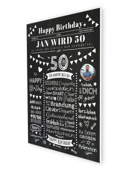 Meilensteintafel Chalkboard Geschenk 50. Geburtstag Zeitung Personalisiert Geburtstagstafel Mann Frau Klassik07