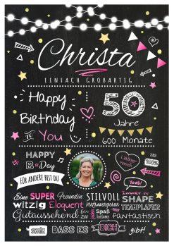 Meilensteintafel Chalkboard Geschenk 50. Geburtstag Personalisiert Geburtstagstafel Frau Mann Chalk O Classic Rosa