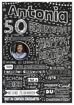 Meilensteintafel Chalkboard Geschenk 50. Geburtstag Personalisiert Kreidetafel Design Frau Mann Pure Chalk 3