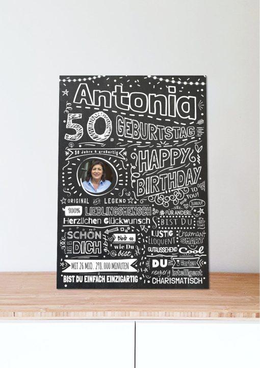 Meilensteintafel Chalkboard Geschenk 50. Geburtstag Personalisiert Kreidetafel Design Frau Mann Pure Chalk06