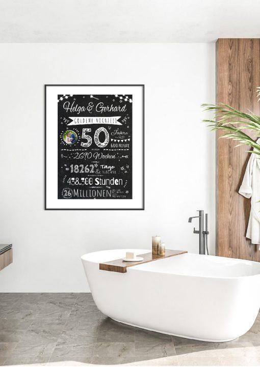 Meilensteintafel Chalkboard Geschenk 50. Hochzeitstag Goldene Hochzeit Jubiläum Ehepaar Personalisiert Retro Lights 005