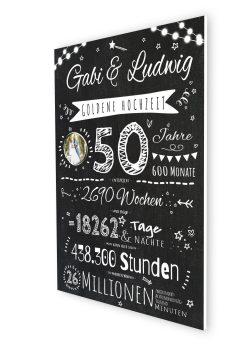 Meilensteintafel Chalkboard Geschenk 50. Hochzeitstag Goldene Hochzeit Jubiläum Ehepaar Personalisiert Retro Lights 007