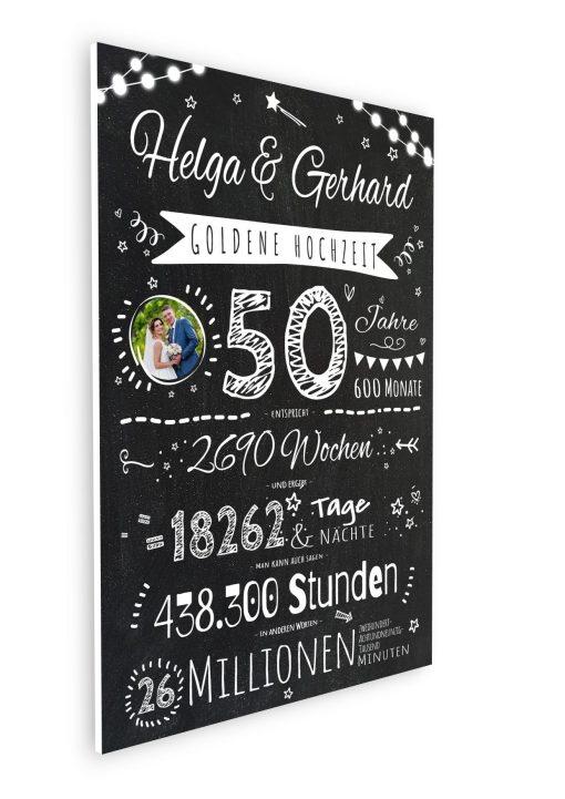 Meilensteintafel Chalkboard Geschenk 50. Hochzeitstag Goldene Hochzeit Jubiläum Ehepaar Personalisiert Retro Lights 008