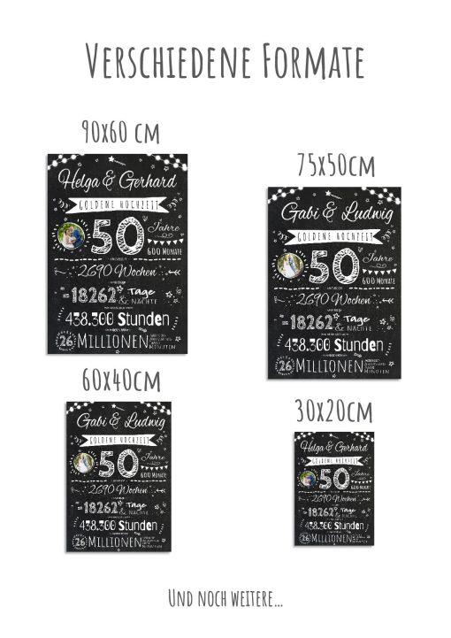 Meilensteintafel Chalkboard Geschenk 50. Hochzeitstag Goldene Hochzeit Jubiläum Ehepaar Personalisiert Retro Lights 012