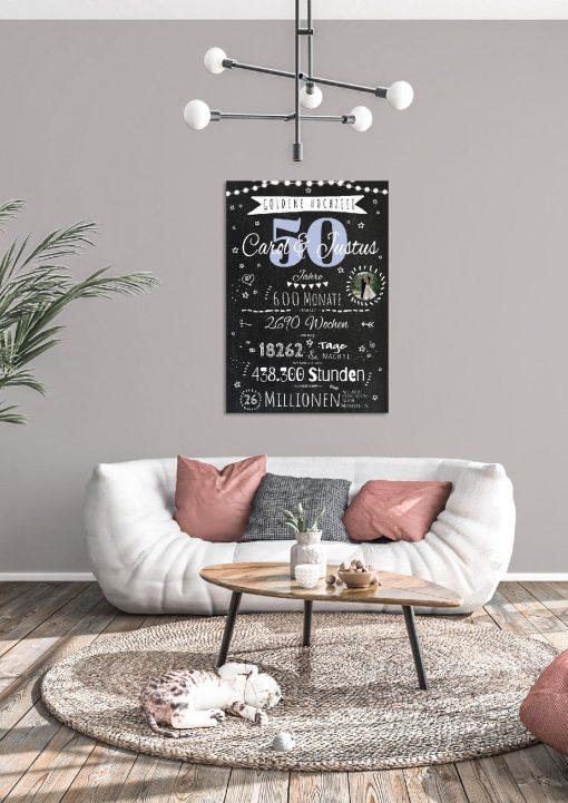 Meilensteintafel Chalkboard Geschenk 50. Hochzeitstag Goldene Hochzeit Personalisiert Jubiläum Ehepaar 1zigartig04