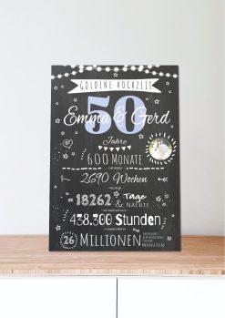 Meilensteintafel Chalkboard Geschenk 50. Hochzeitstag Goldene Hochzeit Personalisiert Jubiläum Ehepaar 1zigartig06