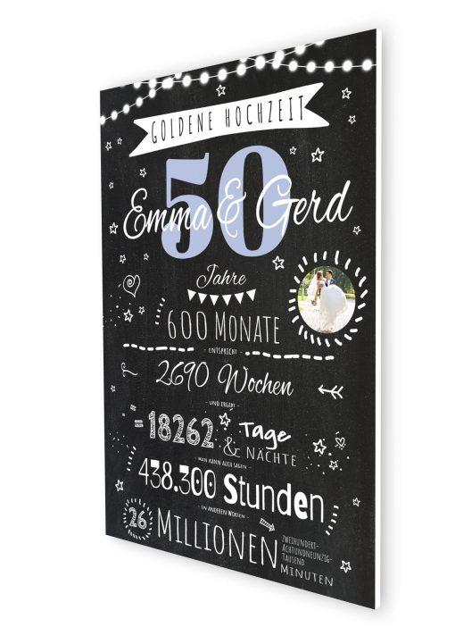 Meilensteintafel Chalkboard Geschenk 50. Hochzeitstag Goldene Hochzeit Personalisiert Jubiläum Ehepaar 1zigartig07