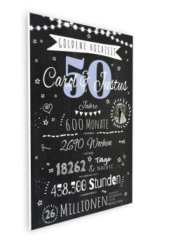 Meilensteintafel Chalkboard Geschenk 50. Hochzeitstag Goldene Hochzeit Personalisiert Jubiläum Ehepaar 1zigartig08