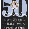 Meilensteintafel Chalkboard Geschenk 50. Hochzeitstag Goldene Hochzeit Personalisiert Jubiläum Ehepaar Retro Lovely Blue 2