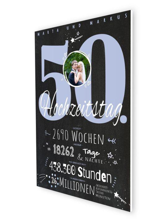 Meilensteintafel Chalkboard Geschenk 50. Hochzeitstag Goldene Hochzeit Personalisiert Jubiläum Ehepaar Retro Lovely Blue07