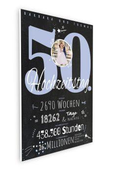 Meilensteintafel Chalkboard Geschenk 50. Hochzeitstag Goldene Hochzeit Personalisiert Jubiläum Ehepaar Retro Lovely Blue08