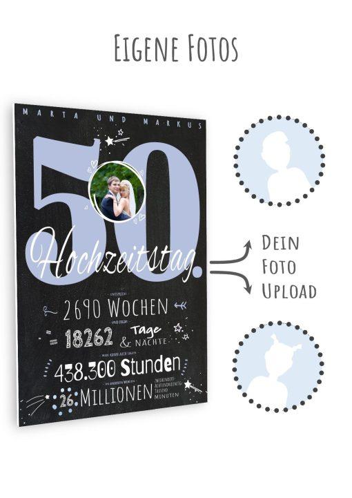 Meilensteintafel Chalkboard Geschenk 50. Hochzeitstag Goldene Hochzeit Personalisiert Jubiläum Ehepaar Retro Lovely Blue11