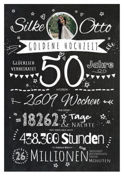 Meilensteintafel Chalkboard Geschenk 50. Hochzeitstag Goldene Hochzeit Personalisiert Jubiläum Ehepaar Retro Stilvoll 1