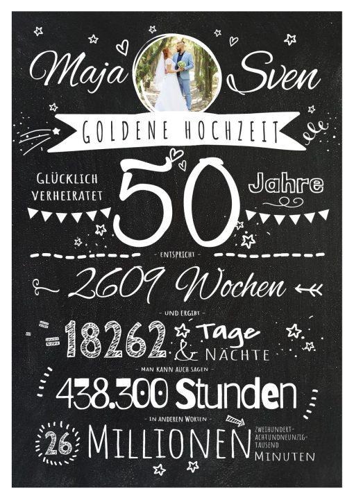 Meilensteintafel Chalkboard Geschenk 50. Hochzeitstag Goldene Hochzeit Personalisiert Jubiläum Ehepaar Retro Stilvoll