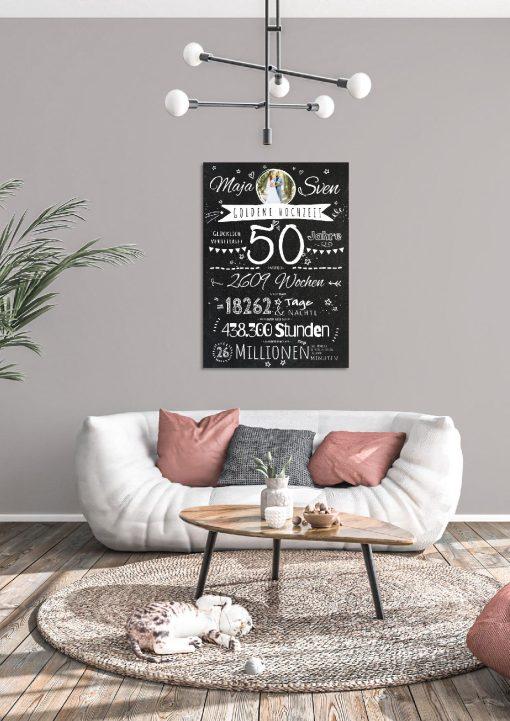 Meilensteintafel Chalkboard Geschenk 50. Hochzeitstag Goldene Hochzeit Personalisiert Jubiläum Ehepaar Retro Stilvoll04