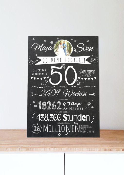 Meilensteintafel Chalkboard Geschenk 50. Hochzeitstag Goldene Hochzeit Personalisiert Jubiläum Ehepaar Retro Stilvoll06