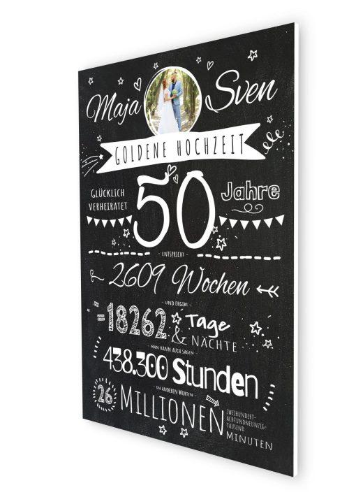 Meilensteintafel Chalkboard Geschenk 50. Hochzeitstag Goldene Hochzeit Personalisiert Jubiläum Ehepaar Retro Stilvoll07