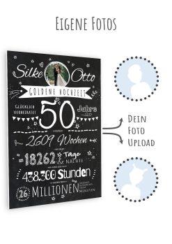 Meilensteintafel Chalkboard Geschenk 50. Hochzeitstag Goldene Hochzeit Personalisiert Jubiläum Ehepaar Retro Stilvoll11