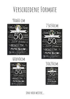 Meilensteintafel Chalkboard Geschenk 50. Hochzeitstag Goldene Hochzeit Personalisiert Jubiläum Ehepaar Retro Stilvoll12