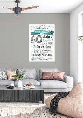 Meilensteintafel Chalkboard Geschenk 60. Geburtstag Personalisiert Frau Mann Geburtstagstafel Zahlenspaß (3)