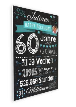 Meilensteintafel Chalkboard Geschenk 60. Geburtstag Personalisiert Frau Mann Geburtstagstafel Zahlenspaß (8)