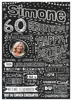 Meilensteintafel Chalkboard Geschenk 60. Geburtstag Personalisiert Kreidetafel Design Frau Mann Pure Chalk 3