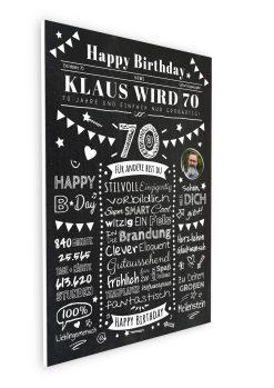 Meilensteintafel Chalkboard Geschenk 70. Geburtstag Zeitung Personalisiert Geburtstagstafel Mann Frau Klassik08