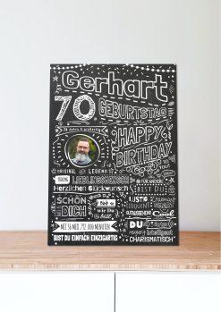 Meilensteintafel Chalkboard Geschenk 70. Geburtstag Personalisiert Kreidetafel Design Frau Mann Pure Chalk06