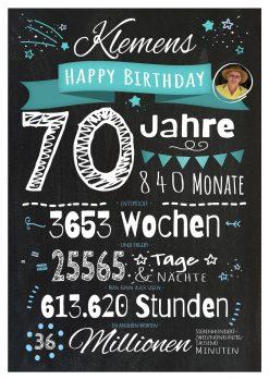 Meilensteintafel Chalkboard Geschenk 70. Geburtstag Personalisiert Mann Frau Geburtstagstafel Zahlenspaß Chalk