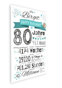 Meilensteintafel Chalkboard Geschenk 80. Geburtstag Personalisiert Mann Frau Geburtstagstafel Zahlenspaß (8)