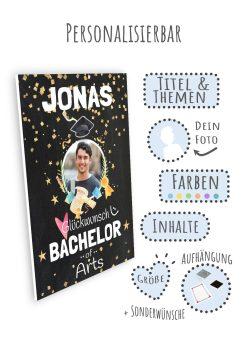 Meilensteintafel Chalkboard Geschenk Bachelor Uni Abschluss Betriebswirt Personalisiert Mann Frau Chalk Spot09