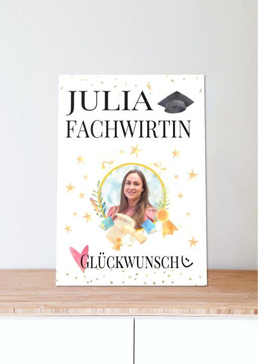 Meilensteintafel Chalkboard Geschenk Fachwirt Prüfung Personalisiert Mann Frau White Spot06